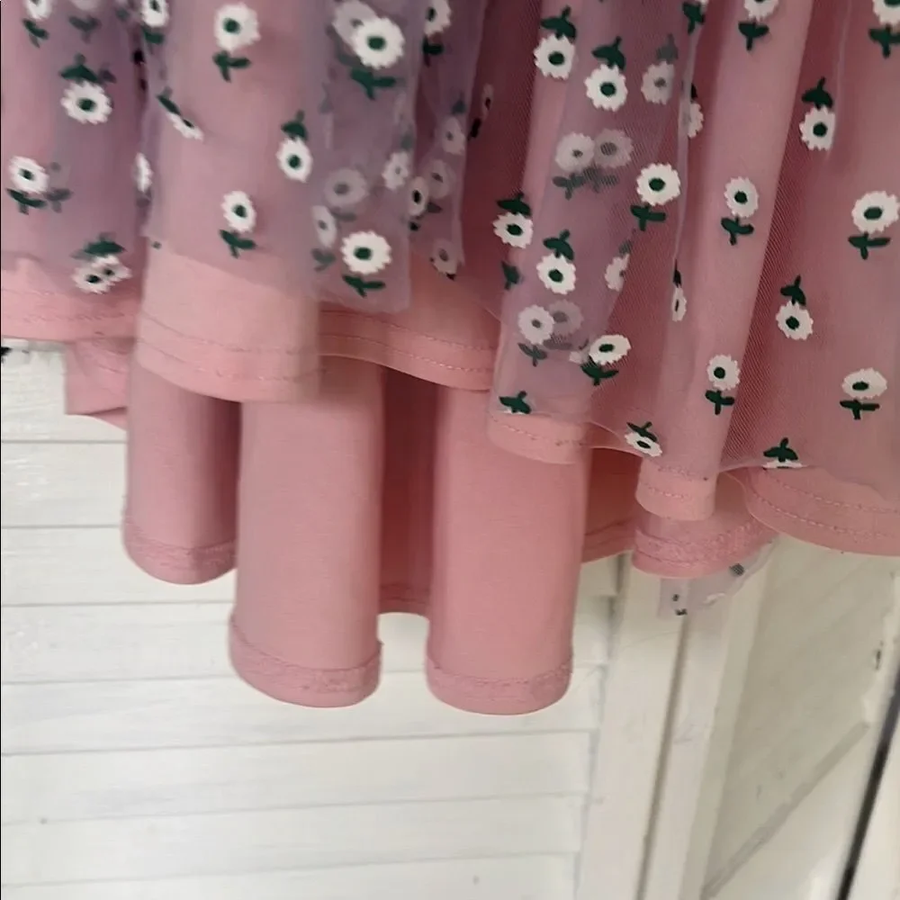 Floral Ruffle Kids Dress - Mint Green and Pink